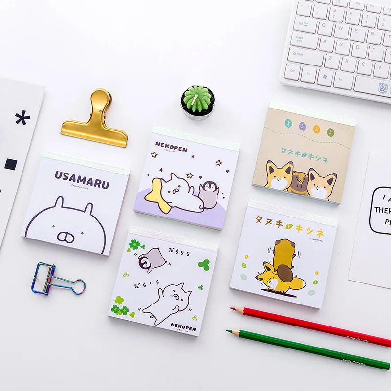 us 3 24 11 off cute cartoon rabbit fox memo pad kawaii n times note mini 100 page pocket notepad planner stickers 10 colors japanese stationery in memo page