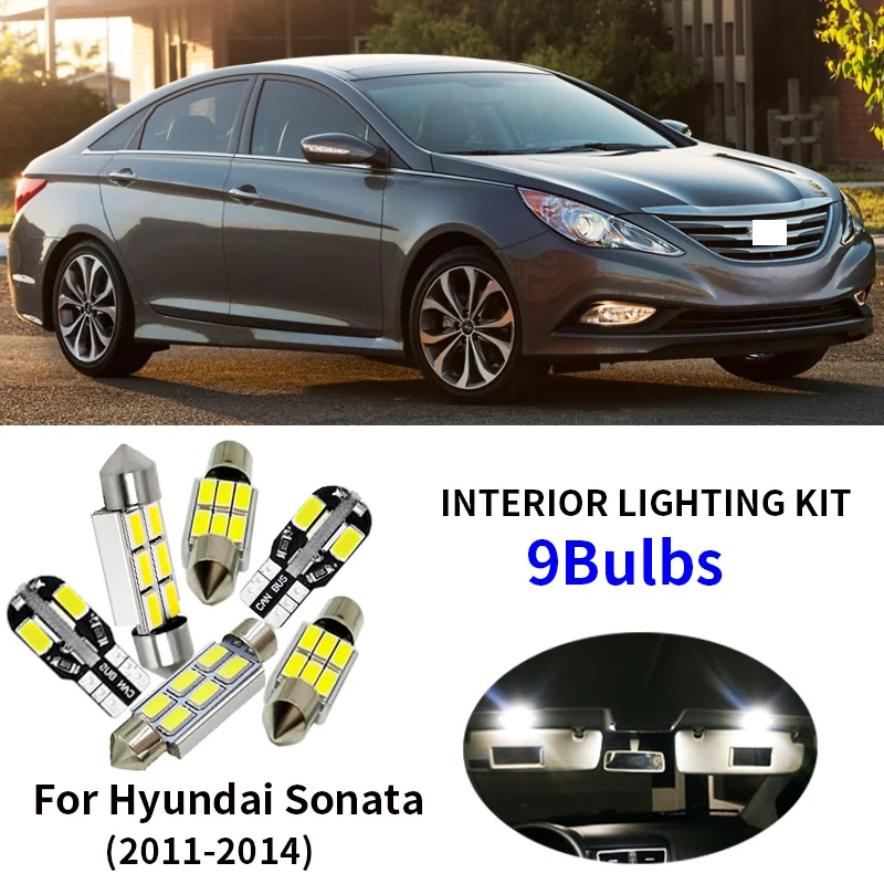 9 шт. Автомобильные светодиодные лампы для салона 2011 2014 Hyundai Sonata|Сигнальная лампа|