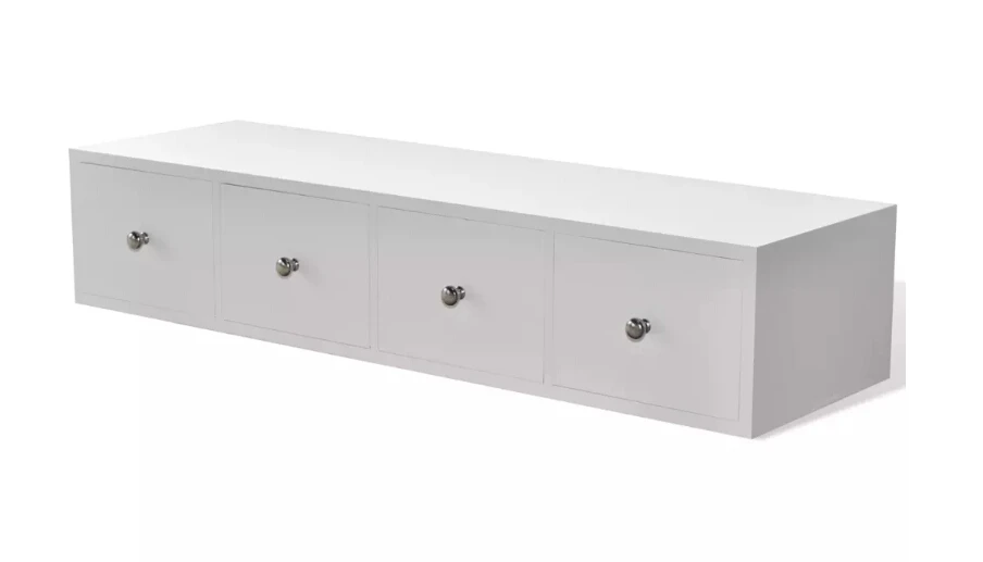 

VidaXL White Wood Cabinet With 4 Drawers Offer Ample Storage Space Useful Living Room Drawer Cabinet 241282