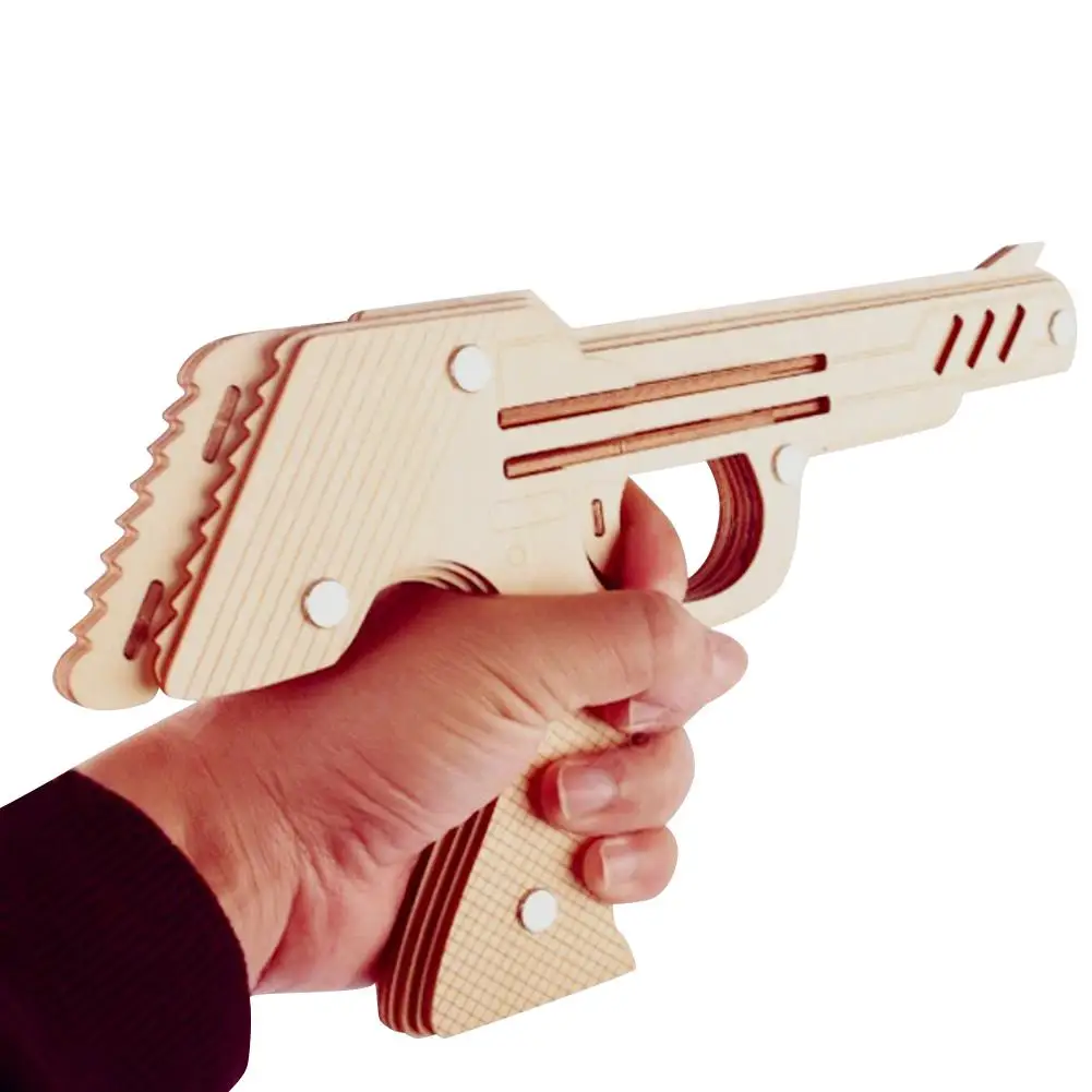 3D деревянные игрушки модели головоломки-моделирование пули Резиновая лента пусковая Механическая Резиновая лента игрушечный пистолет модели