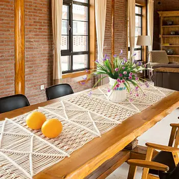 

Hand-woven Macrame Table Runner Boho Wedding Table Cloth Decoration Bedding Blanket Long Table Flag Home Decoration Tapestry