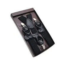 Подтяжки для мужчин с двумя 6 кнопками и 3 клипсами, подтяжки для мужчин с кожаной отделкой, Эластичные подтяжки для смокинга и спины, мужские Модные брюки на подтяжках