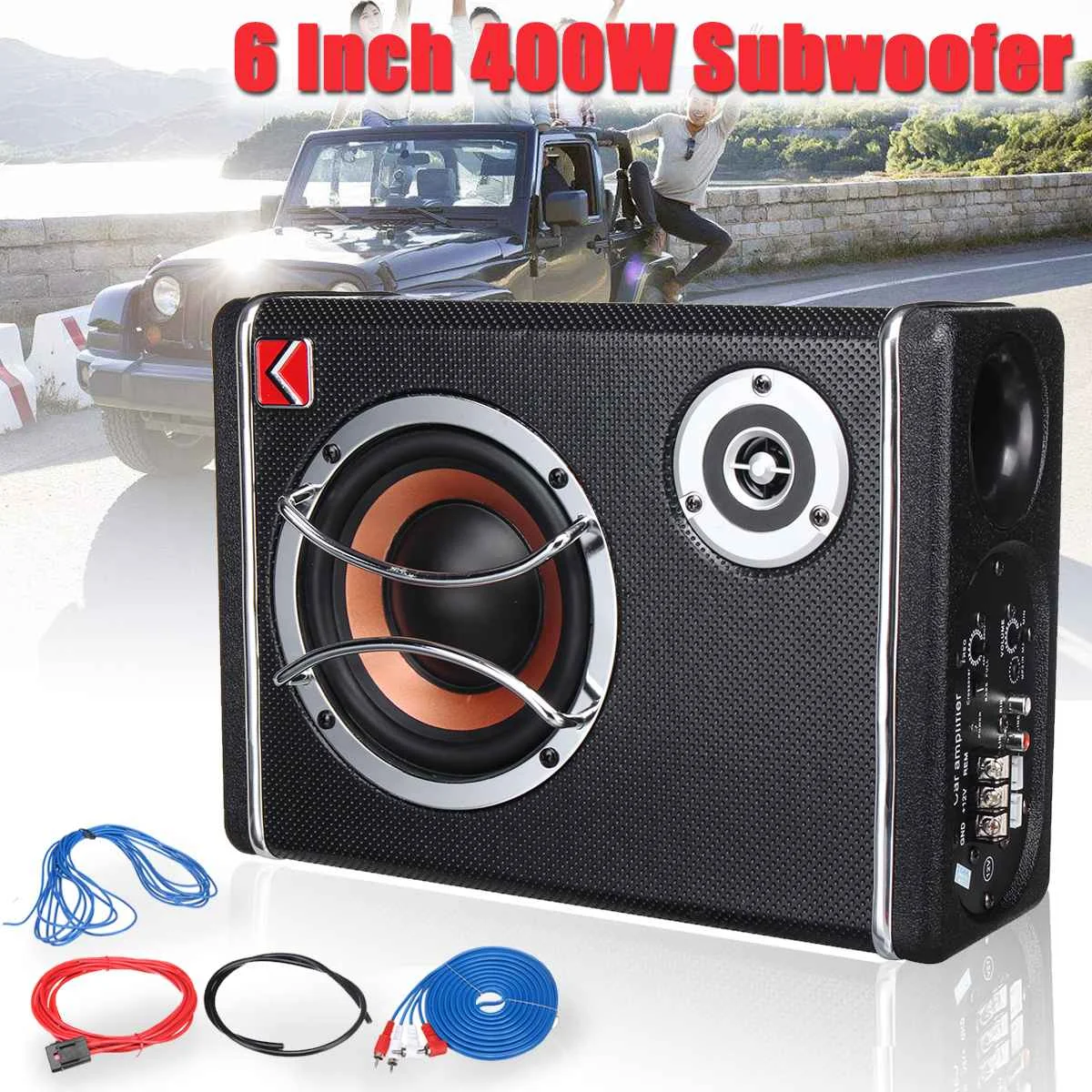 Subwoofer de coche de 6 pulgadas de 400 W Subwoofer de Audio de coche de alimentación activa altavoz de graves estéreo Amp Sub Box 12 V Coche audio del coche Subwoofer de coche de 6 pulgadas de 400 W Subwoofer de Audio de coche de alimentación activa altavoz de graves estéreo Amp Sub Box 12 V Coche audio del coche