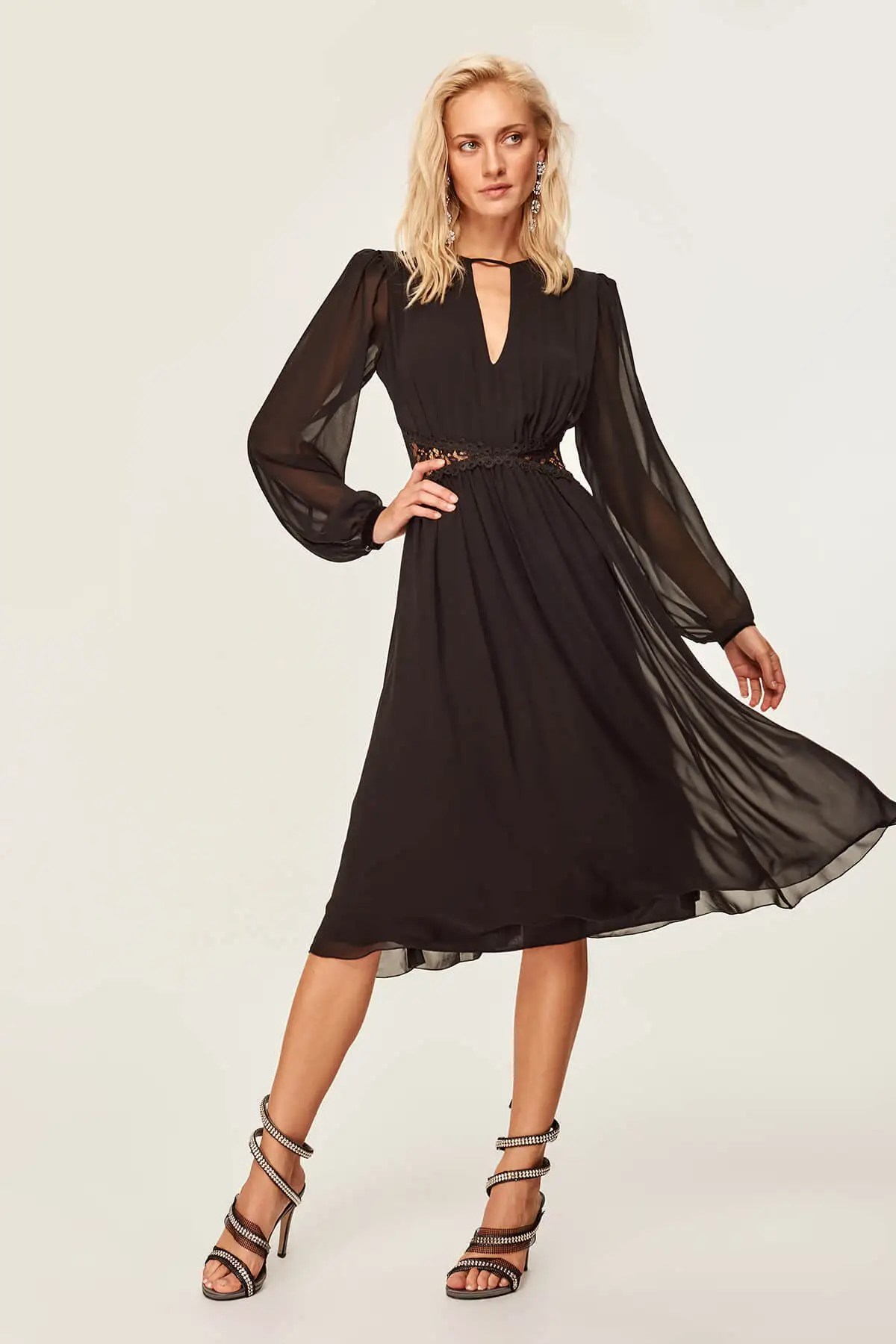 Trendyol Black Waist Dresses Decolletage TPRAW19FZ0264-in Dresses from ...