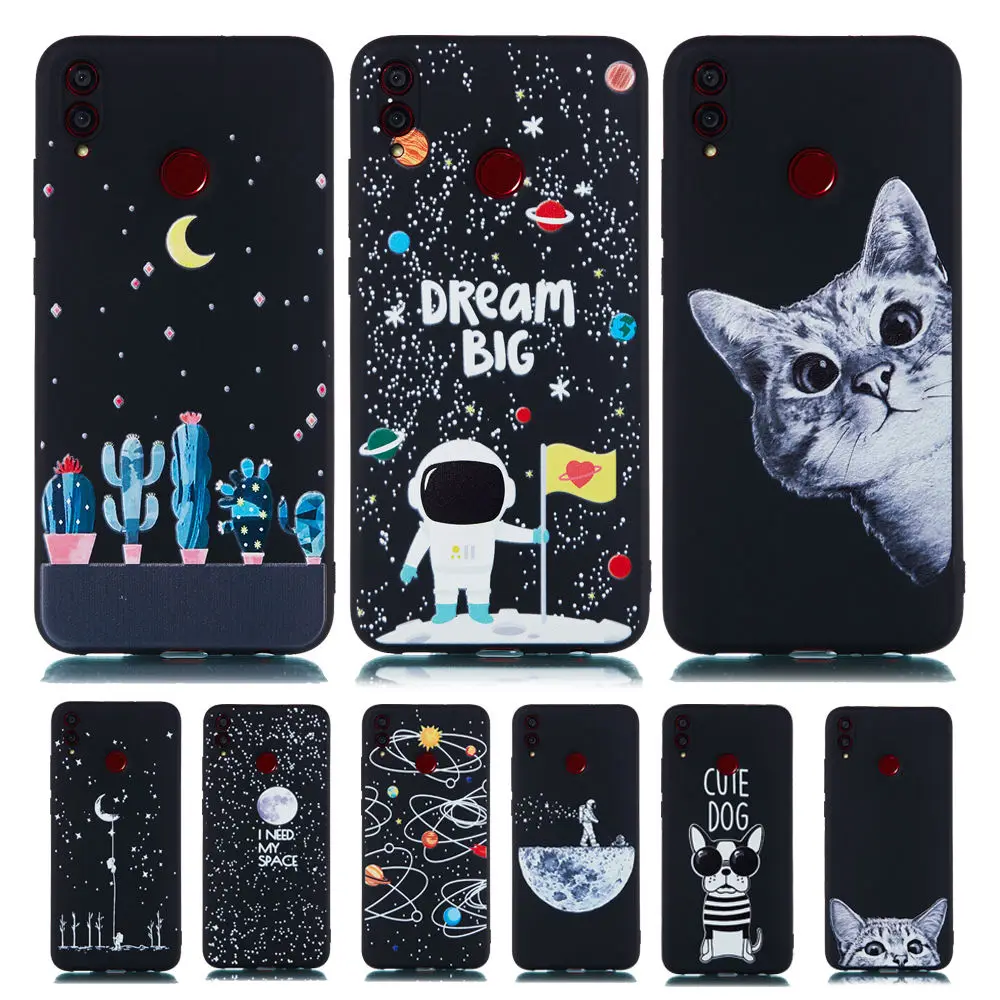 

Honor 8X Case For Huawei Honor 8X max 7X 8C 8Lite 9Lite 10Lite Note10 Phone Case Cover Starry Sky Moon Cat TPU Silicon Cover