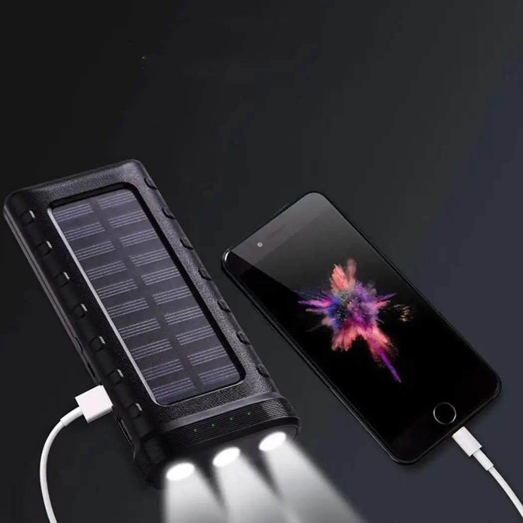 Солнечная зарядка 13000 мАч Внешний аккумулятор 18650 полимерный power bank двойное