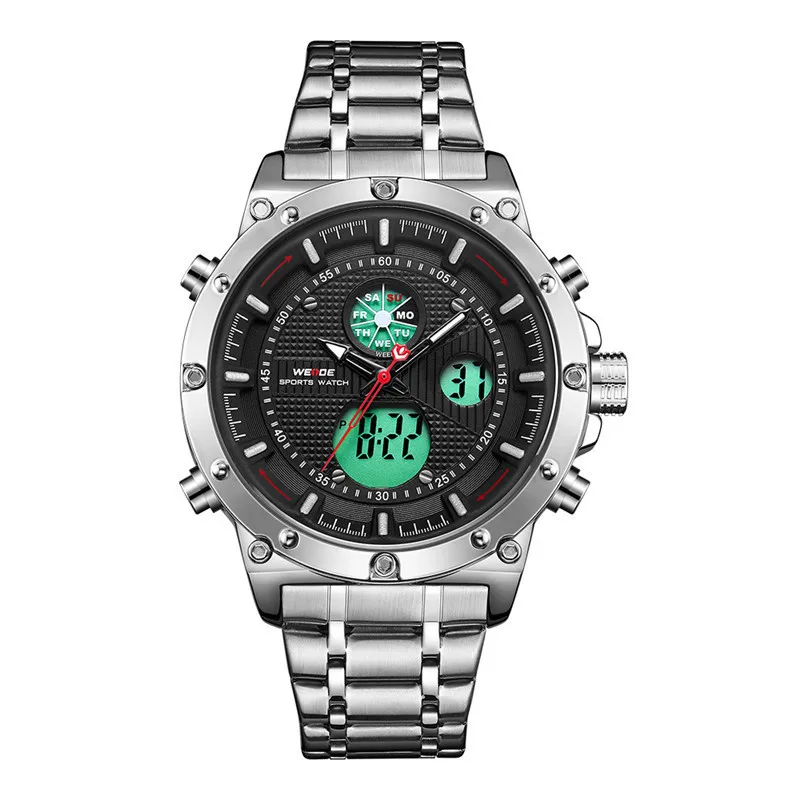 

2019WEIDE Waterproof Stainless Steel fashion Top brand Watch men LCD Movement Men's Watch Relogio Masculino reloj hombre