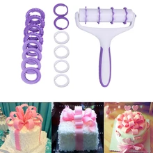 Пластиковый торт Скалка кружева Embosser ролик Набор украшения инструменты выпечки для помадки полосы ленты колеса резак