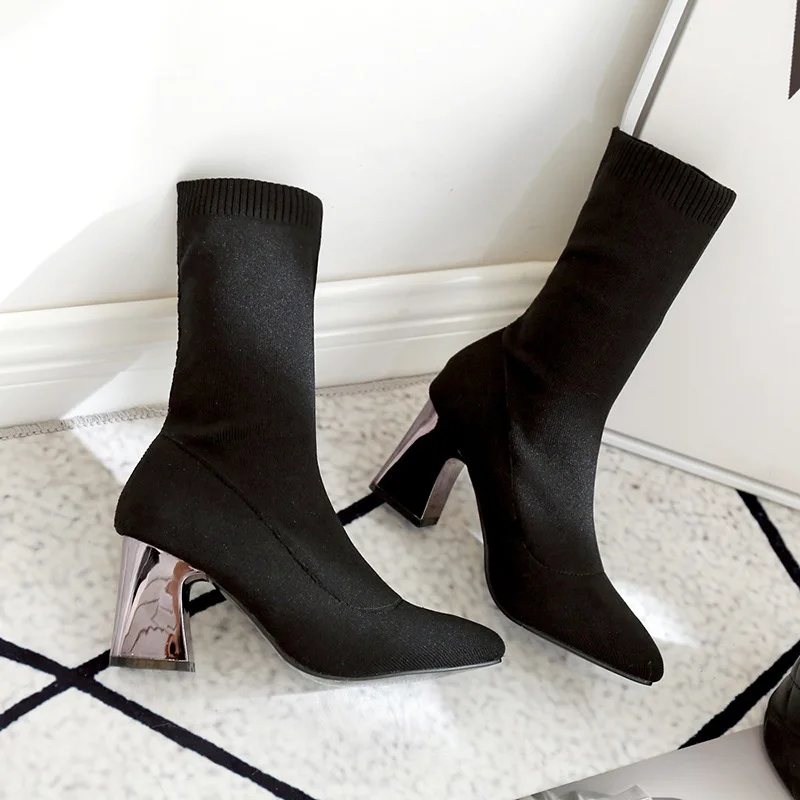 Boots Woman Autumn Socks Boots Woman Summer High Black Elastic Sexy Socks Boots Casual Shoes Leisure Comfortable