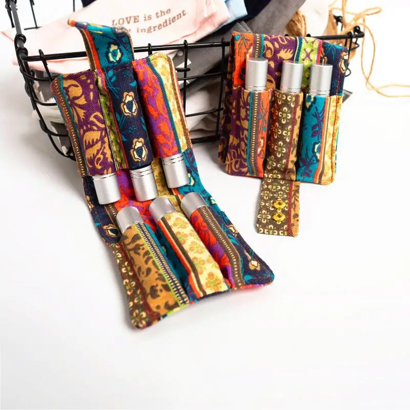 

6PCS/Pack 10ml Rolling Bottle Essential Oil Bag Storage Box Canvas Case Essential Oil Storage Bags Fame Style