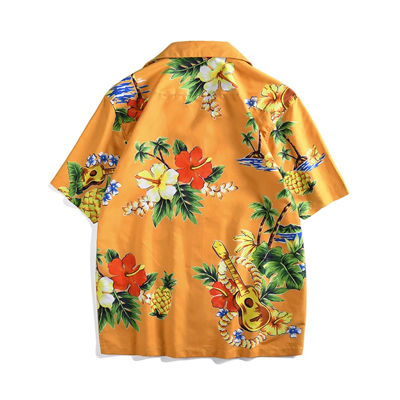 الصيف عطلة قميص أعلى مصنع طباعة قصيرة الأكمام فضفاضة كبيرة الحجم الشاطئ نمط قميص مريحة عارضة قمم للرجال