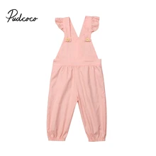 Pudcoco/розовые брюки на подтяжках для новорожденных девочек; штаны-шаровары; комбинезоны с оборками