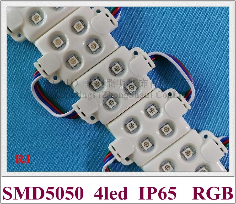 

super quality high bright injection LED module waterproof RGB SMD 5050 LED advertising light SMD5050 RGB 4 led DC12V 0.96W IP66