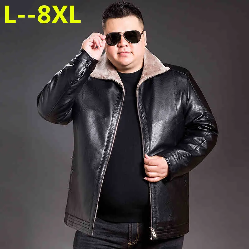 

Plus size 8XL 6XL 5XL 4XL Winter Men's Genuine Leather Jackets Brand Clothing Black Sheepskin Jacket and Coats with Wool Collar