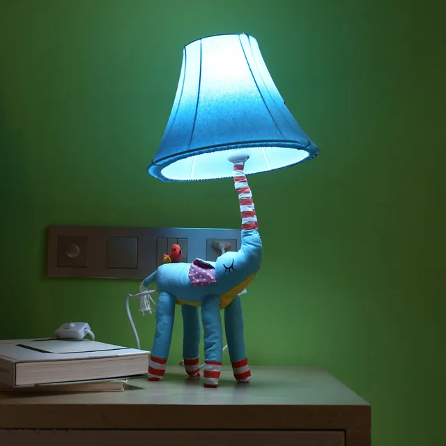 Blue Elephant figurine Lamp Animal figurine Lamp Table Lamp Night Light for Kids Lampshade Bedroom Nursery Room without Led Bulb 5
