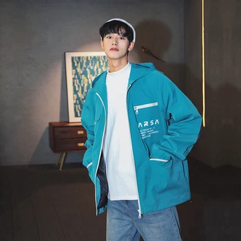 

jacket men 2019 new trend handsome clothes streetwear casual baseball uniform thin spring hooded coat loose Free shipping