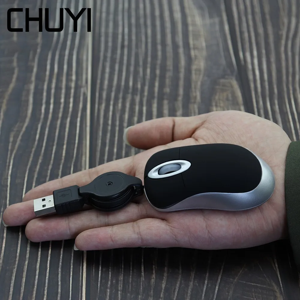 

CHUYI New Wired Optical 3D Mini Retractable USB Mouse Computer Mice For PC Laptop Notebook Dropshipping Kids