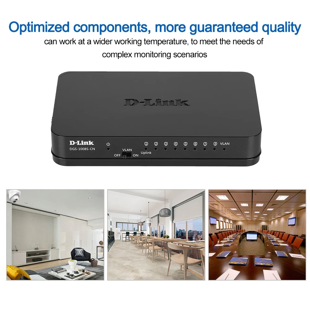 

DGS-1008S-CN Fast 8 Ports Desktop 10/100/1000Mbps Adaptive Ethernet RJ45 Network Switcher US