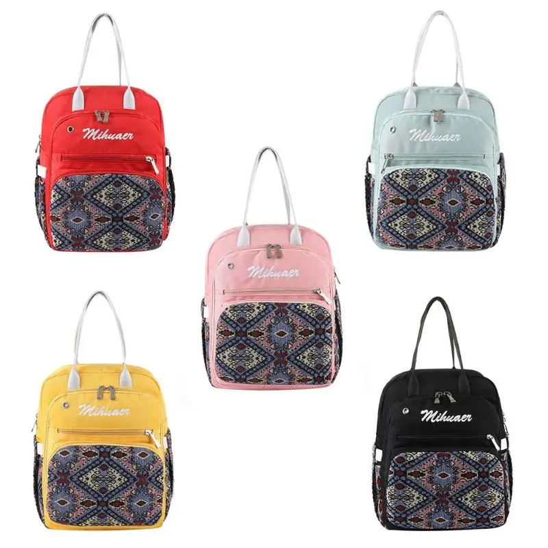 

Ethnic Women Mummy Storage Floral Print Backpack Baby Nursing Bag Handbag