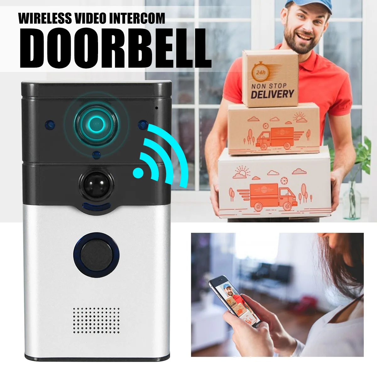 

Safurance HD WIFI Wireless Smart Doorbell Camera Video Monitor Night Vision Two Way Talk Door Intercom Home Security
