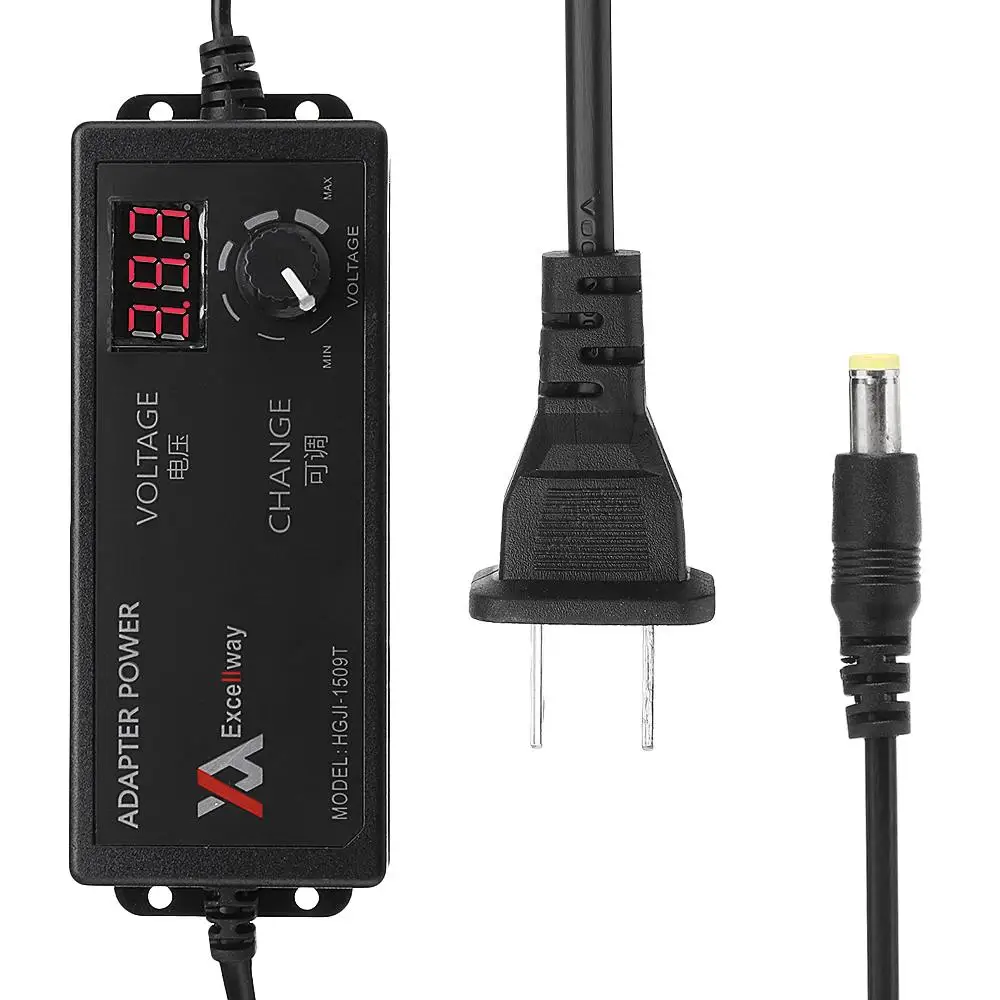 LEORY Excellway 4-24V 2.5A 60W AC/DC Регулируемый адаптер питания US Plug контроль скорости вольт дисплей