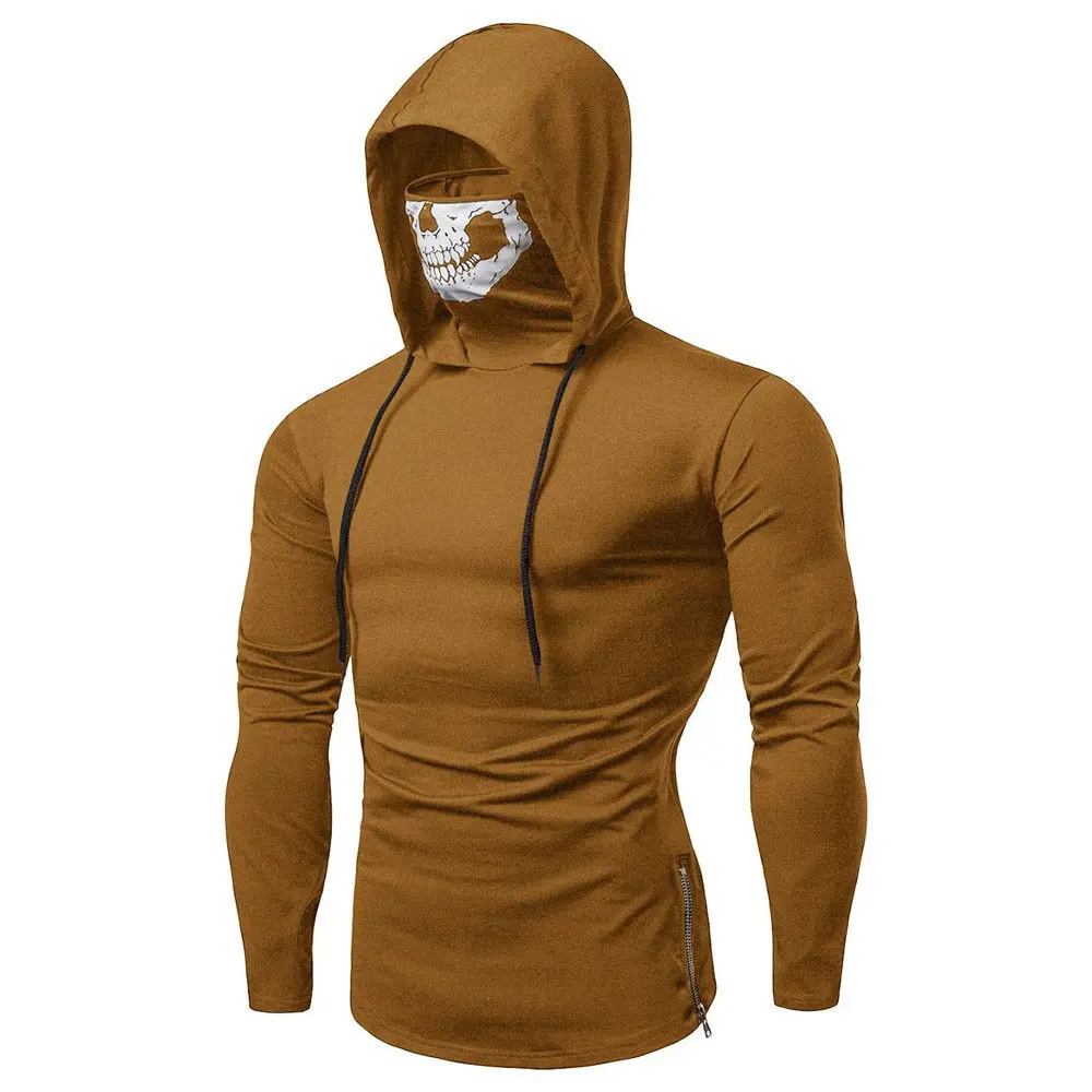 Sudadera con capucha de cuello alto para hombre, suéter de manga larga con  estampado de Calavera, Color puro, Invierno|Sudaderas con capucha y  sudaderas| - AliExpress