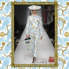 Весна и лето новая ткань с цепным принтом полиэстер модная ткань с принтом Подиум шоу Сделай Сам ткань для юбки рубашки