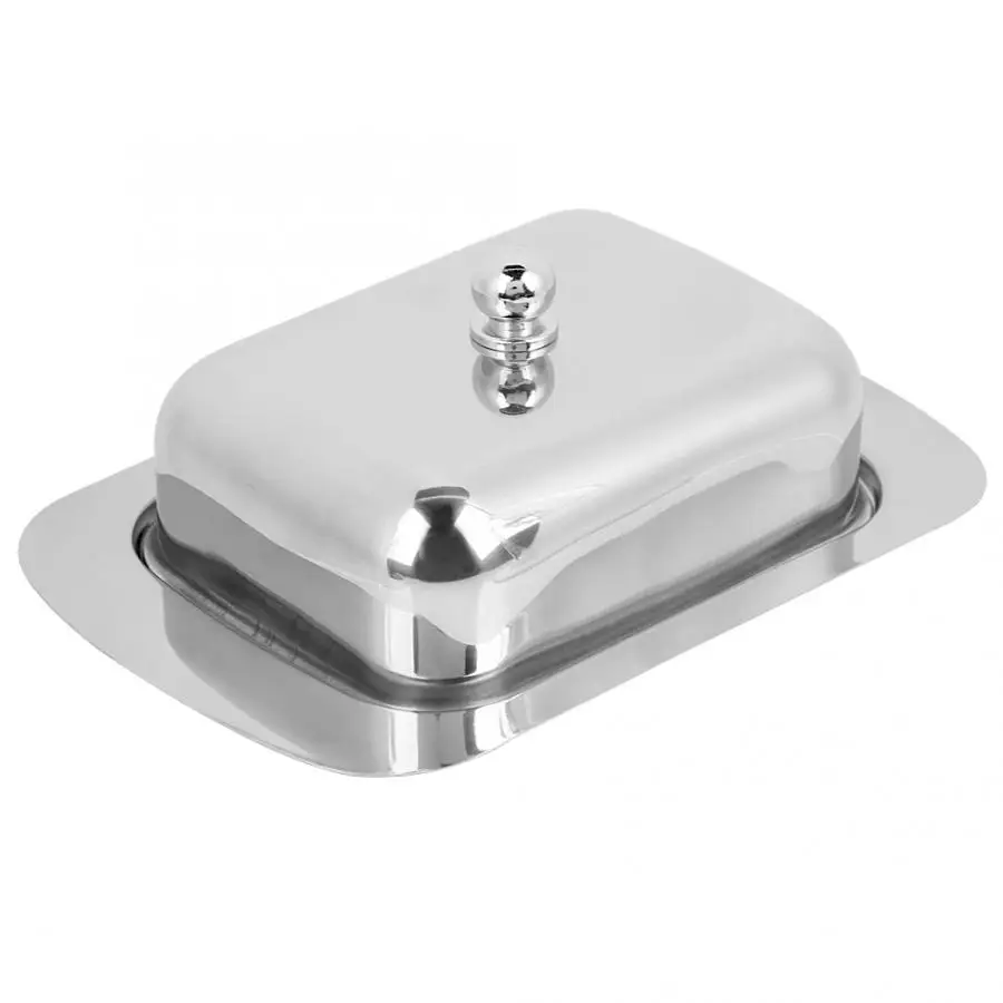 

Stainless Steel Butter Dish Box Container Shiny Cheese Server Storage Keeper Tray with Easy to Hold Lid New Arrive