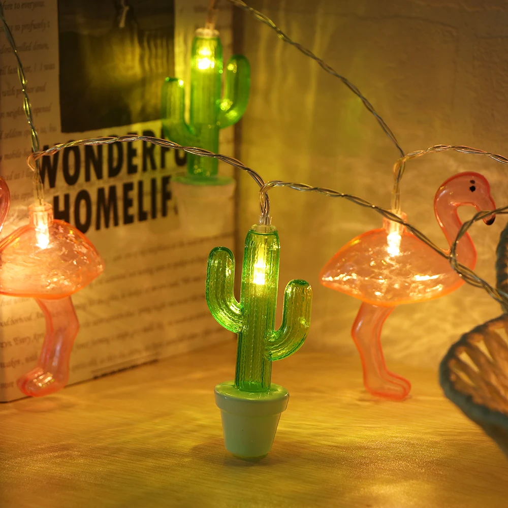 

New CuteEnergy Saving String Light String With Cactus And Flamingos Shape Light Outdoor Christmas Home Decoration