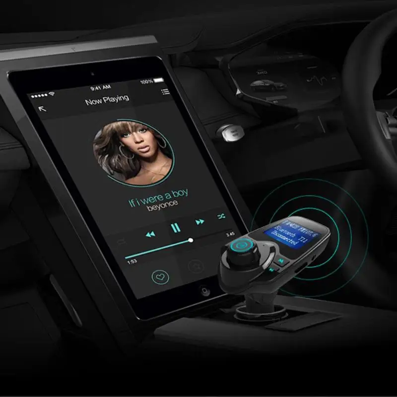 Большой Экран Bluetooth FM передатчик Радио адаптер, автомобильный набор свободные руки с выходом 5 V 2.1A двойной зарядка через usb Автомобильный MP3-плеер