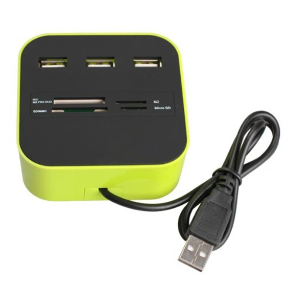

3 Ports USB 2.0 HUB Multi-card Reader for Sd/mmc/m2/ms Mp-all in One (Green)