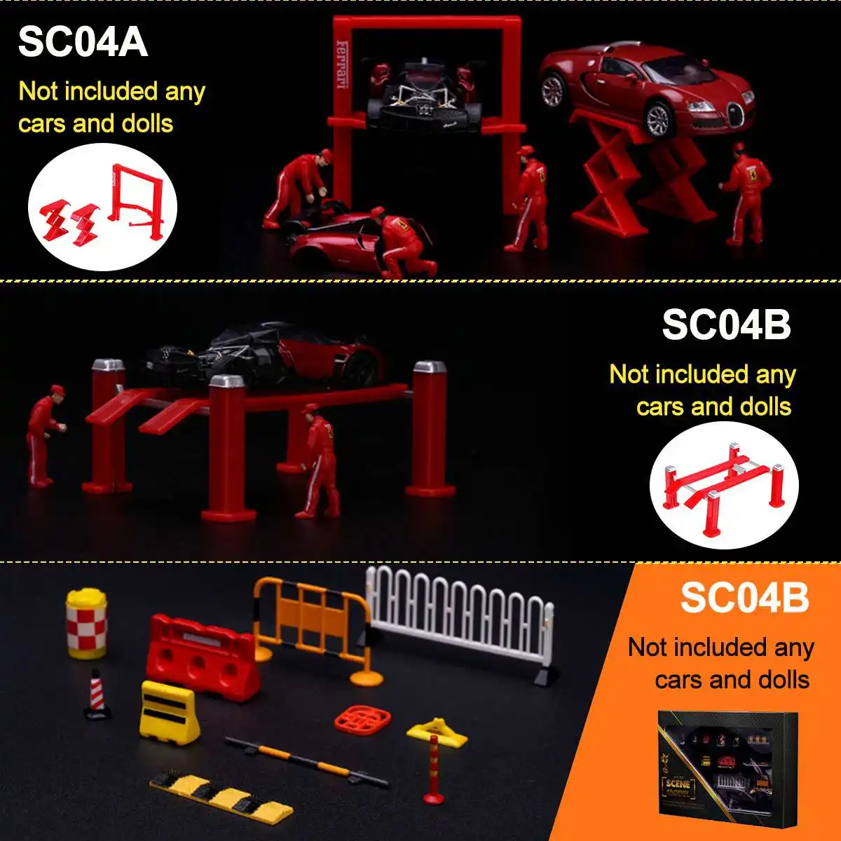 

Dioramas Toy 1/64 Diecast Model Car Motor Auto Repair Traffic Tools Display Set SC01 SC04A SC04B