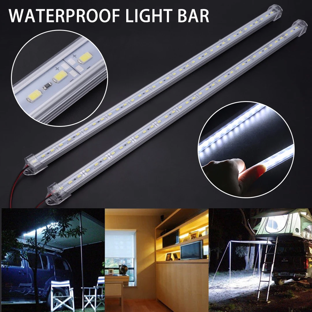 

Treyues 2pcs DC12V 50cm 5630 36LED Car Interior Strip Light Bar Van Caravan Cold White