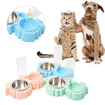 

Creative Pet Bowl Cat Dog Double Bowl Automatic Water Feeder Food Bowls Pet Supplies