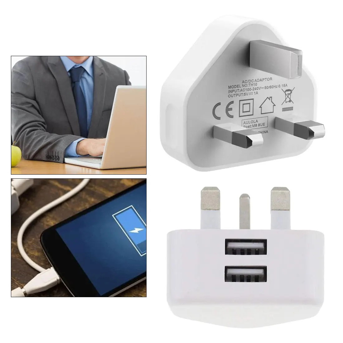 

New Arrival Universal 1/2-Port USB UK Plug 3 Pin Wall Charger Adapter with 1/2 USB Ports Travel Charger Charging for Phone iPad