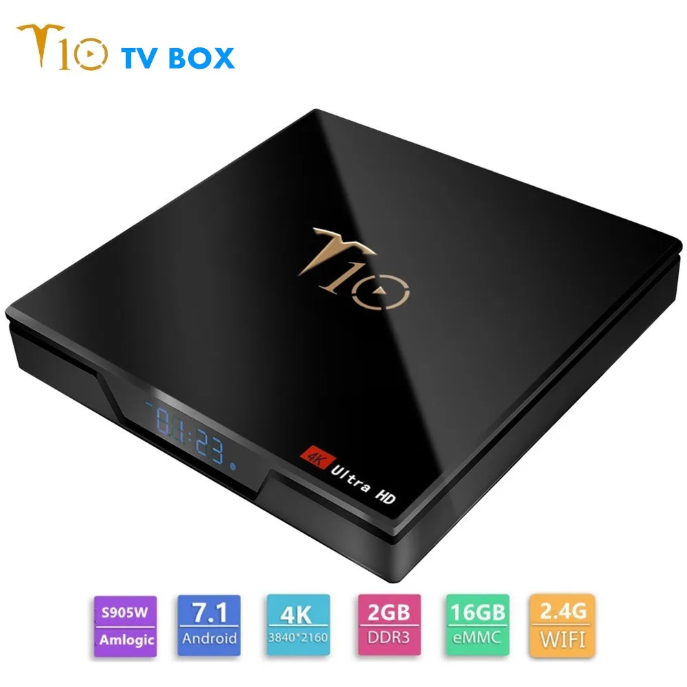 

T10 Android Smart TV Box Amlogic S905W 2GB DDR3 16GB eMMC Set-top Box 2.4G WiFi 100M 4K H.265 Media Player