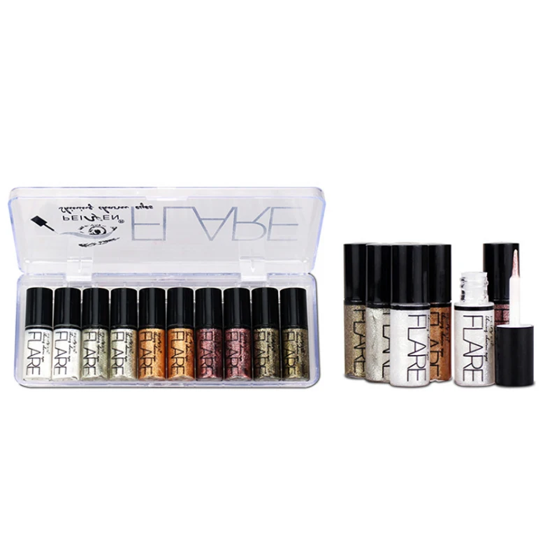 

10 pcs/set 5 colors White Gold Glitter Eyeshadow Waterproof Liquid Eyeliner Long Lasting Waterproof Long Makeups Cosmetic