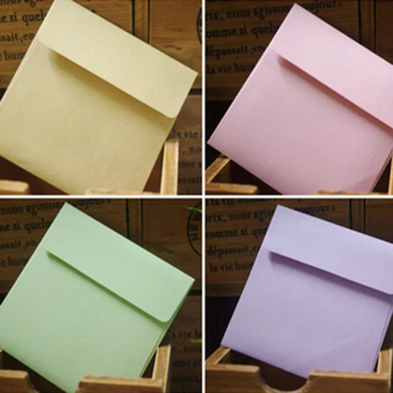 

10pcs/lot 5colors paper Postcard Wedding Gift envelope multicolour envelope 10cmX10cm stationery office school supplies 03217