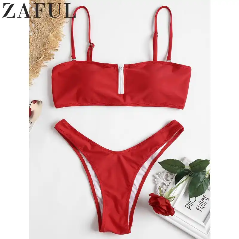 zaful high cut bandeau bathing suit