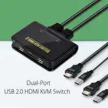 LEORY двухпортовый USB 2,0 HDMI KVM переключатель монитор клавиатура мышь коммутатор с кабелем HDMI переключатель поддержка рабочего контроллера