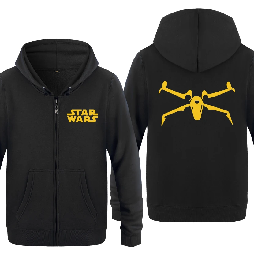 

X Wing Star Wars Sweatshirts Men 2018 Mens Zipper Hooded Fleece Hoodies Cardigans