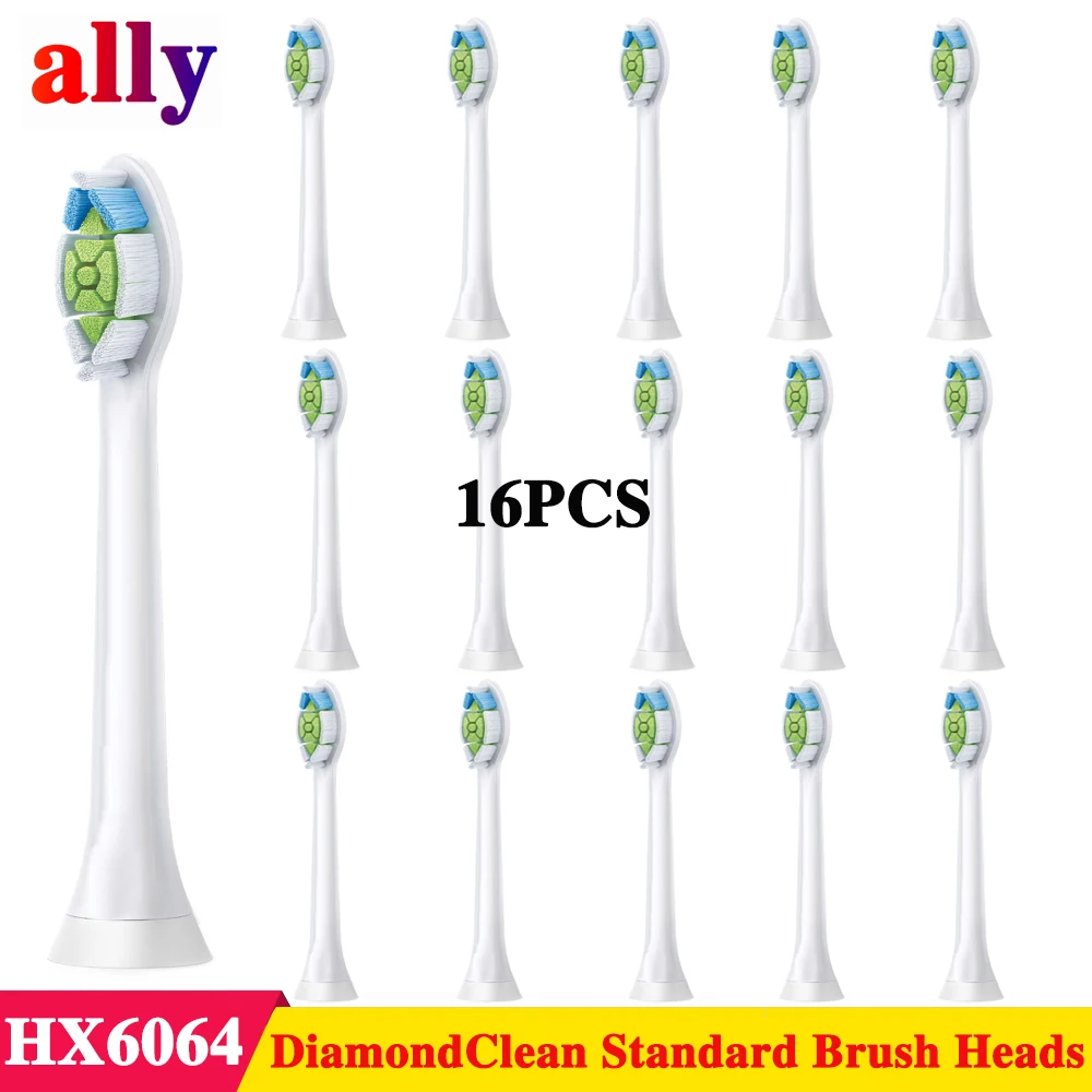 

16pcs Diamond Clean Standard size Replacement Toothbrush Head for Philips Sonicare Click On Brush Heads HX6062/94 HX6066/31