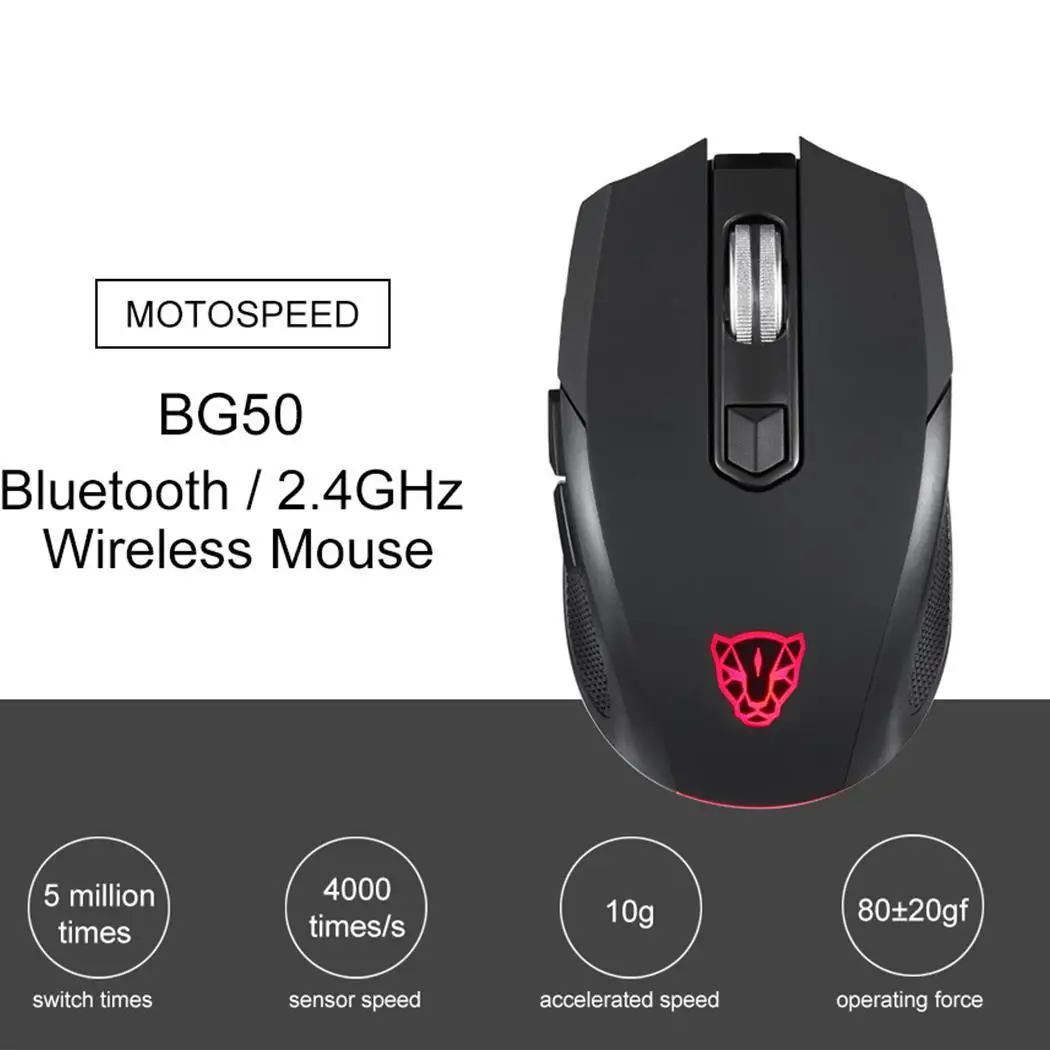 MOTOSPEED BG50 2 4 ГГц + Bluetooth двухрежимный беспроводная мышь уровень обновления с