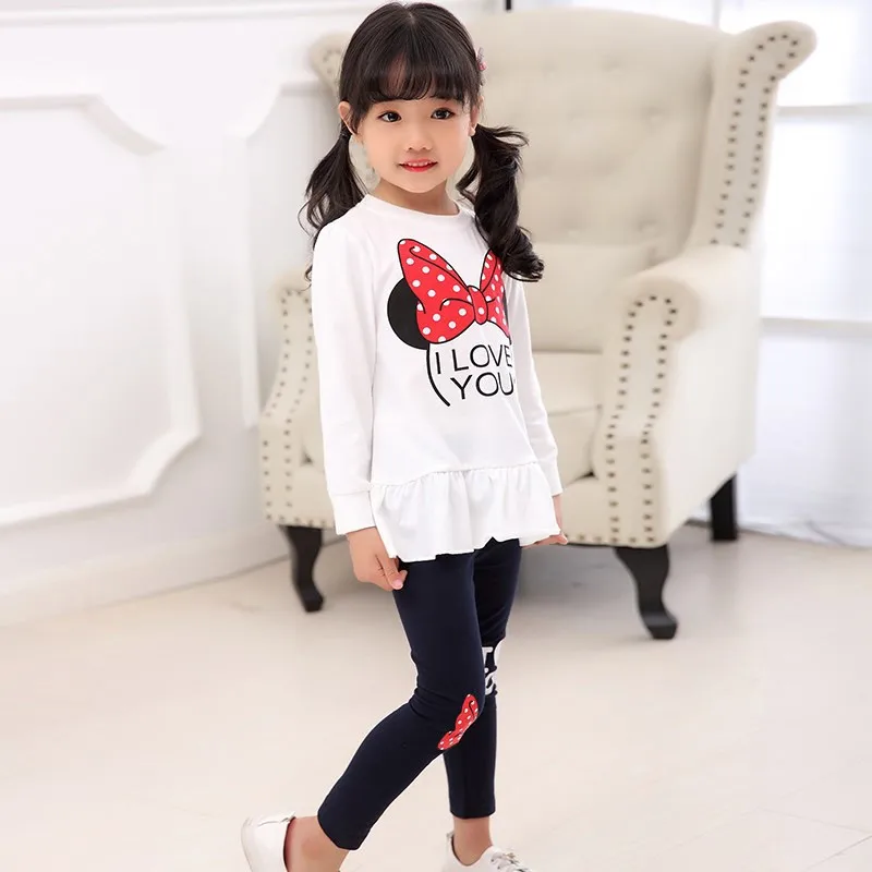 Children Clothing Sets Costumes For Kids Sport Suits Girls Clothes Sets Girls Dress+pants Cute  Cartoon Baby Girls Clothes