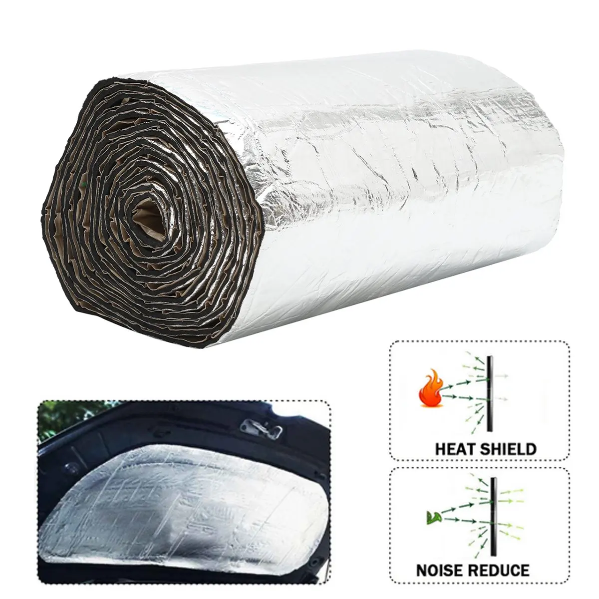 

0.5x6M 6mm Auto Car Van Hood Engine Heat Shield Mat Deadener Sound Noise Proofing Insulation Deadening Sticker Foam Liner