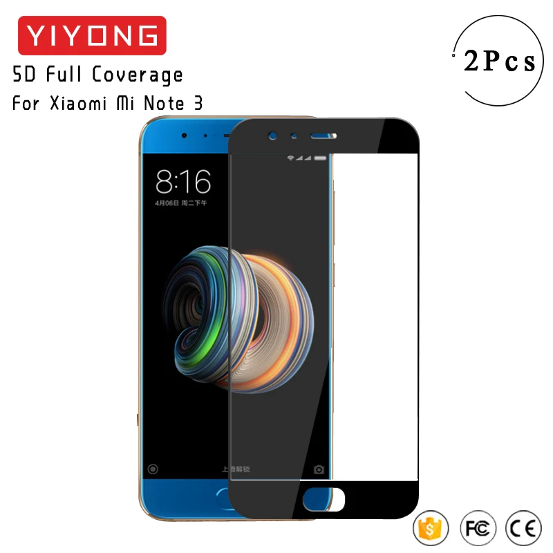 

YIYONG Silk Full Cover Glass Xiaomi Mi Note 3 Tempered Glass Xiaomi Mi Note3 Screen Protector For Xiaomi Note 3 Screen Glass 5.5