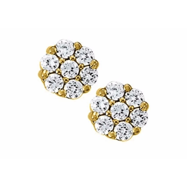 1 00 КТ круглая огранка кубический цирконий 14 K желтого золота серьги