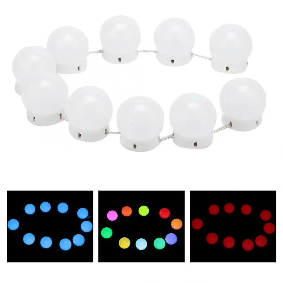 

Makeup Mirror Vanity 10 LED Light Bulbs Kit Cosmetic Lighted Make up Mirrors Bulb Adjustable Brightness Portable Dimmable Light