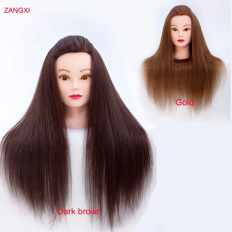 

Female 80%Human Hair Head MannequinTraining Hairdresser Styling Head Women Maniqui Hairdressing Heads Educational Manikin Head