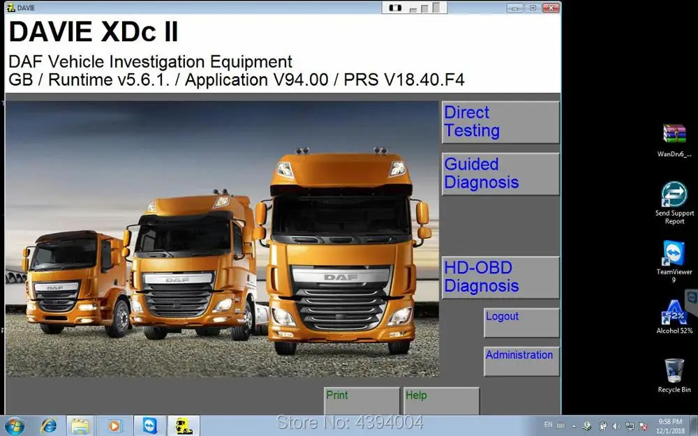 Новейшее 2019 год работы DAF Davie 5.6.1 для диагностического по двигателя paccar и +